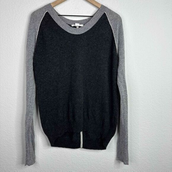 Revolve Duffy Sweater Women's‎ Medium Grey Colorblock Cashmere Long Sleeve Top - Picture 1 of 7